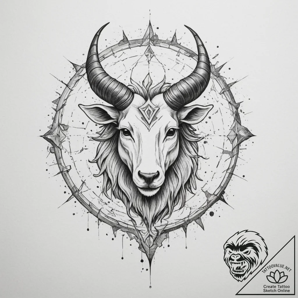 Tattoo design a zodiac animal emerging from a... - tattoo sketch (№1755588391_0, 19.08.2025 07:26) — tattoovalue.net