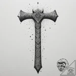 Tattoo sketch: a war hammer stylized after pe… – tattoo sketch (№1755588589_0, 19.08.2025 07:29) — tattoovalue.net