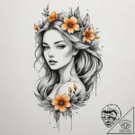 Tattoo design a graceful virgo maiden, her fo… – tattoo sketch (№1755589778_0, 19.08.2025 07:49) — tattoovalue.net