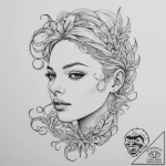 A single continuous line drawing of a face, t… – tattoo sketch (№1755590767_0, 19.08.2025 08:06) — tattoovalue.net