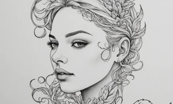A single continuous line drawing of a face, t... - tattoo sketch (№1755590767_0, 19.08.2025 08:06) — tattoovalue.net