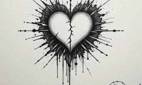 Tattoo design a stylized pixelated heart brea... - tattoo sketch (№1755591361_0, 19.08.2025 08:16) — tattoovalue.net