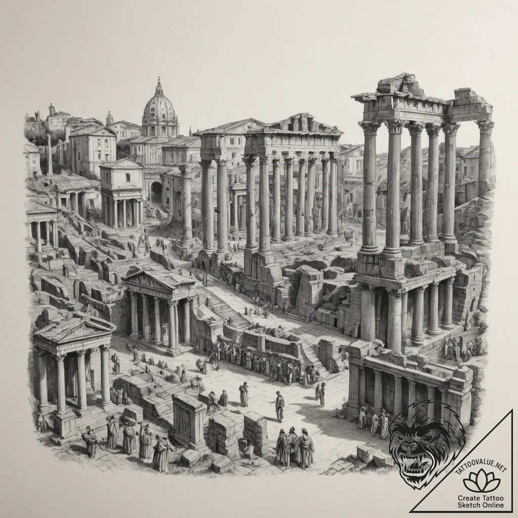A realistic depiction of an ancient roman for... - tattoo sketch (№1755592354_0, 19.08.2025 08:32) — tattoovalue.net