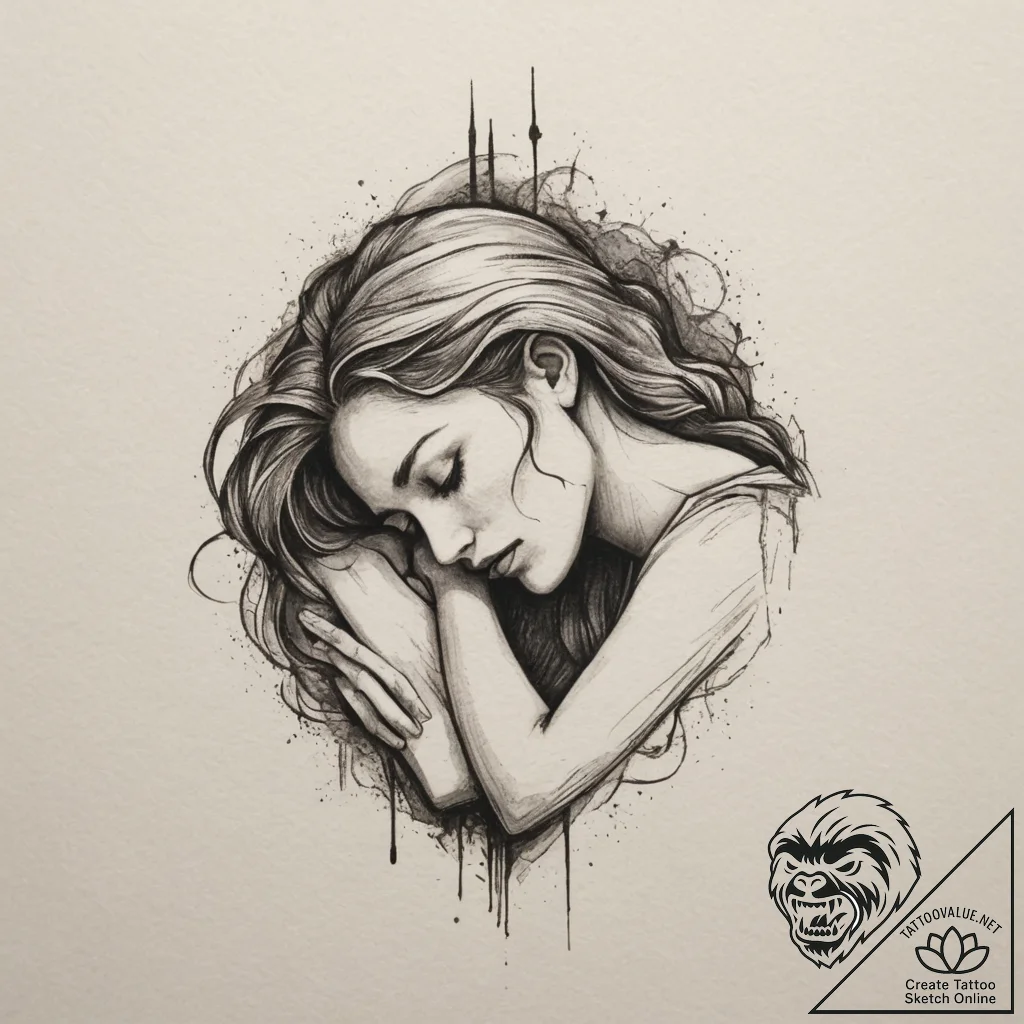 Tattoo design 'afk' with a sleeping character... - tattoo sketch (№1755592553_0, 19.08.2025 08:35) — tattoovalue.net