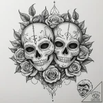 Tattoo design two halves of a theatre mask, o… – tattoo sketch (№1755592754_0, 19.08.2025 08:39) — tattoovalue.net