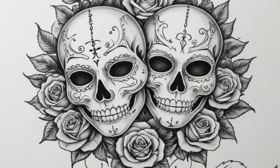 Tattoo design two halves of a theatre mask, o... - tattoo sketch (№1755592754_0, 19.08.2025 08:39) — tattoovalue.net