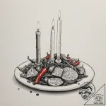 A candlelit dinner for one in a dimly lit roo… – tattoo sketch (№1755593152_0, 19.08.2025 08:45) — tattoovalue.net