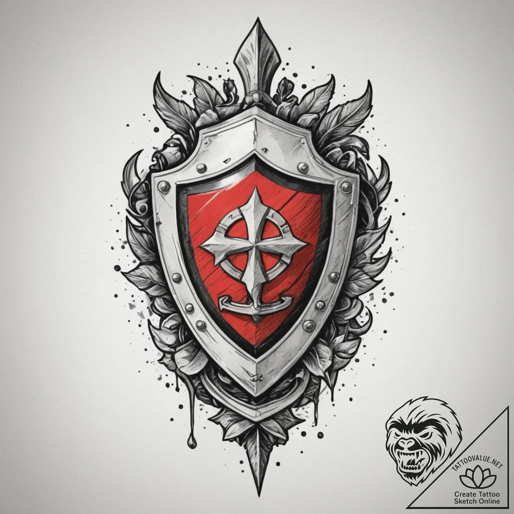 Tattoo sketch a stylized shield with a specif... - tattoo sketch (№1755593351_0, 19.08.2025 08:49) — tattoovalue.net