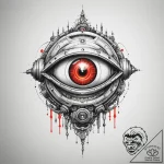 Tattoo sketch a robot’s eye with a red glow a… – tattoo sketch (№1755593748_0, 19.08.2025 08:55) — tattoovalue.net