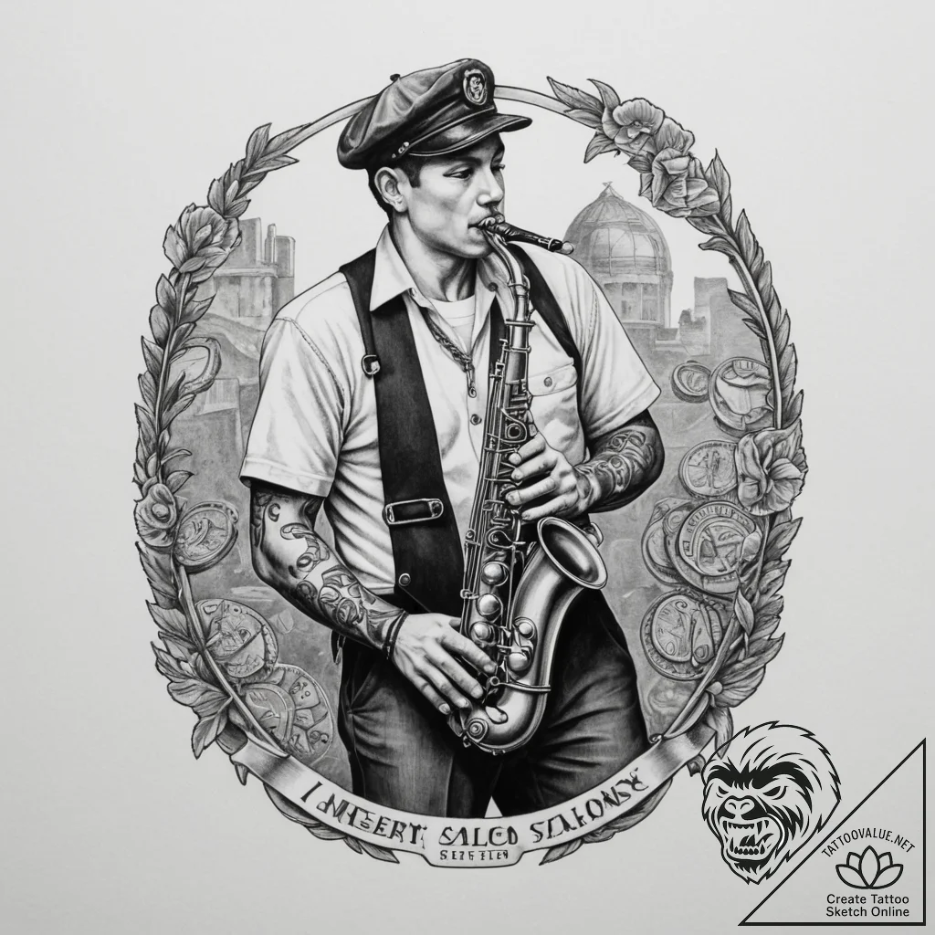 A gritty, black and white photo of a subway m... - tattoo sketch (№1755595329_0, 19.08.2025 09:22) — tattoovalue.net