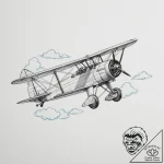A biplane doing aerobatics against a clear bl… – tattoo sketch (№1755596121_0, 19.08.2025 09:35) — tattoovalue.net