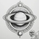 Saturn (planet), ink illustration for tattoo,… – tattoo sketch (№1755596318_0, 19.08.2025 09:38) — tattoovalue.net