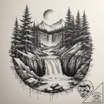 A frozen waterfall, captured in intricate det… – tattoo sketch (№1755596715_0, 19.08.2025 09:45) — tattoovalue.net