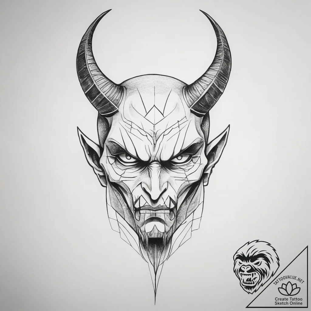 Devil - tattoo sketch (№1755607704_0, 19.08.2025 12:48) — tattoovalue.net