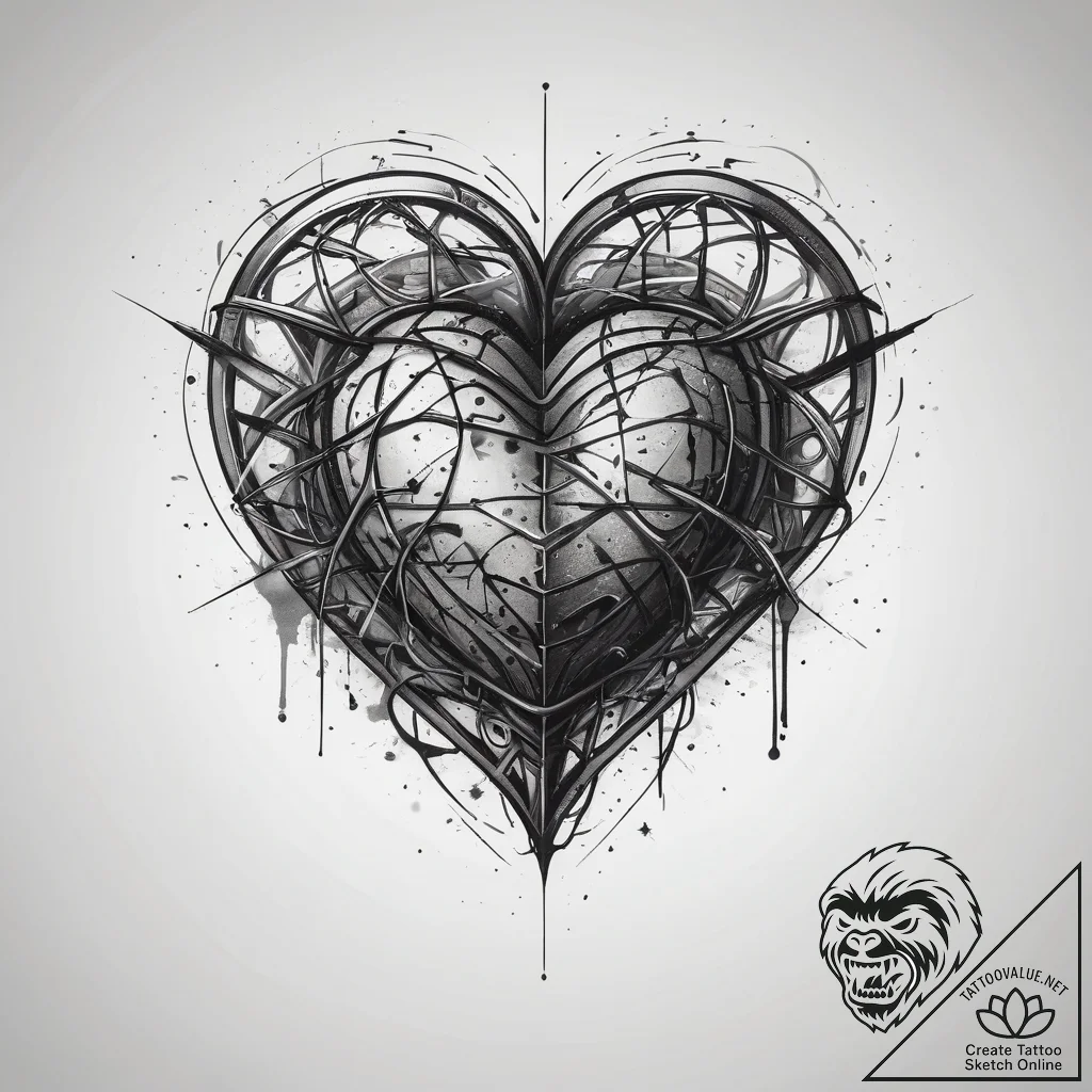 Tattoo design a stylized heart protected by a... - tattoo sketch (№1755608432_0, 19.08.2025 13:00) — tattoovalue.net
