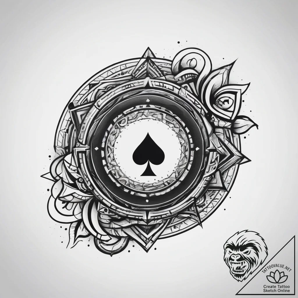 A poker chip, tattoo flash sheet design, new... - tattoo sketch (№1755608825_0, 19.08.2025 13:07) — tattoovalue.net