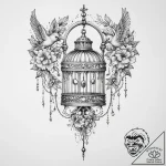 Tattoo sketch a key unlocking a birdcage, wit… – tattoo sketch (№1755610213_0, 19.08.2025 13:30) — tattoovalue.net
