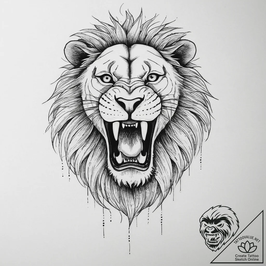 Tattoo design a stylized lion's roar or a bir... - tattoo sketch (№1755610636_0, 19.08.2025 13:37) — tattoovalue.net