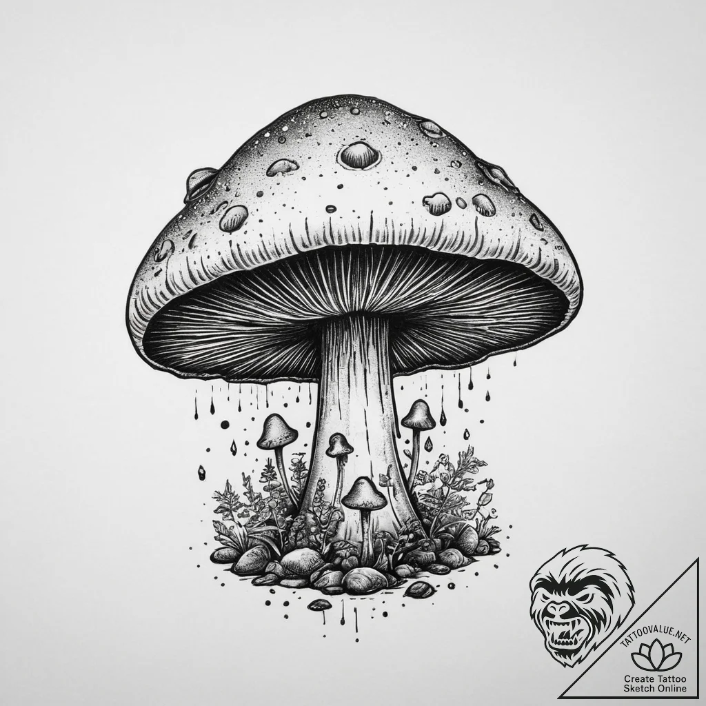 Mushroom cloud, tattoo flash sheet design, bl... - tattoo sketch (№1755612099_0, 19.08.2025 14:01) — tattoovalue.net