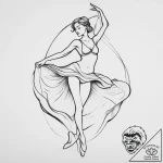 Tattoo design a silhouette of a dancer, with… – tattoo sketch (№1755612311_0, 19.08.2025 14:05) — tattoovalue.net