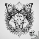Tattoo sketch gemini twins surrounded by flow… – tattoo sketch (№1755613124_0, 19.08.2025 14:18) — tattoovalue.net