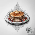 A chef flipping a pancake in a pan., ink illu… – tattoo sketch (№1755613544_0, 19.08.2025 14:25) — tattoovalue.net