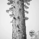 A close-up of the textured bark of a giant se… – tattoo sketch (№1755613748_0, 19.08.2025 14:29) — tattoovalue.net