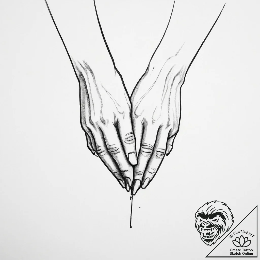 Tattoo design a silhouette of two hands holdi... - tattoo sketch (№1755614596_0, 19.08.2025 14:43) — tattoovalue.net
