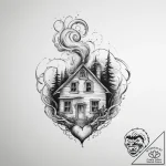 Tattoo design a small, stylized home with smo… – tattoo sketch (№1755615649_0, 19.08.2025 15:00) — tattoovalue.net