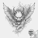 Icarus with melting wings, ink illustration f… – tattoo sketch (№1755616481_0, 19.08.2025 15:14) — tattoovalue.net