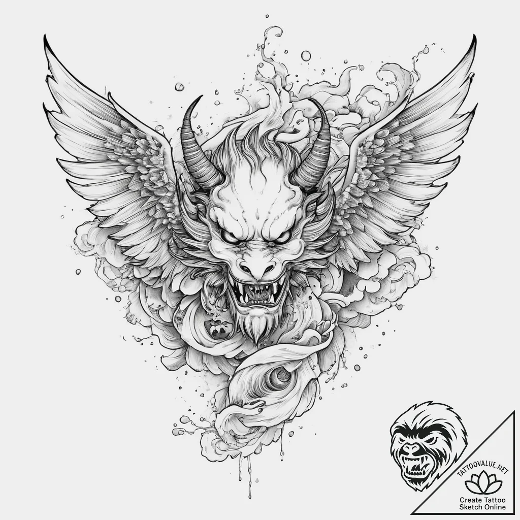 Icarus with melting wings, ink illustration f... - tattoo sketch (№1755616481_0, 19.08.2025 15:14) — tattoovalue.net