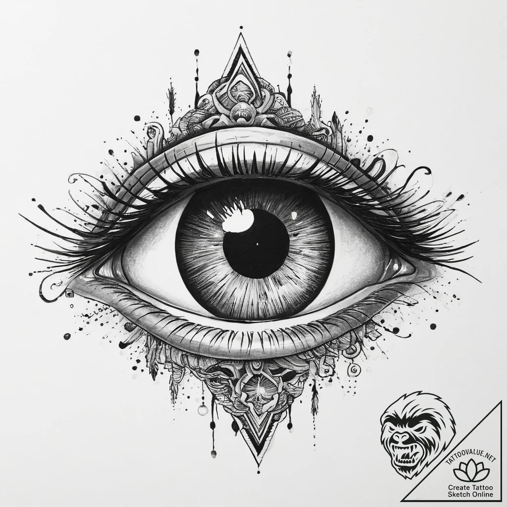 Tattoo sketch a cosmic eye that sees all, sym... - tattoo sketch (№1755616695_0, 19.08.2025 15:18) — tattoovalue.net