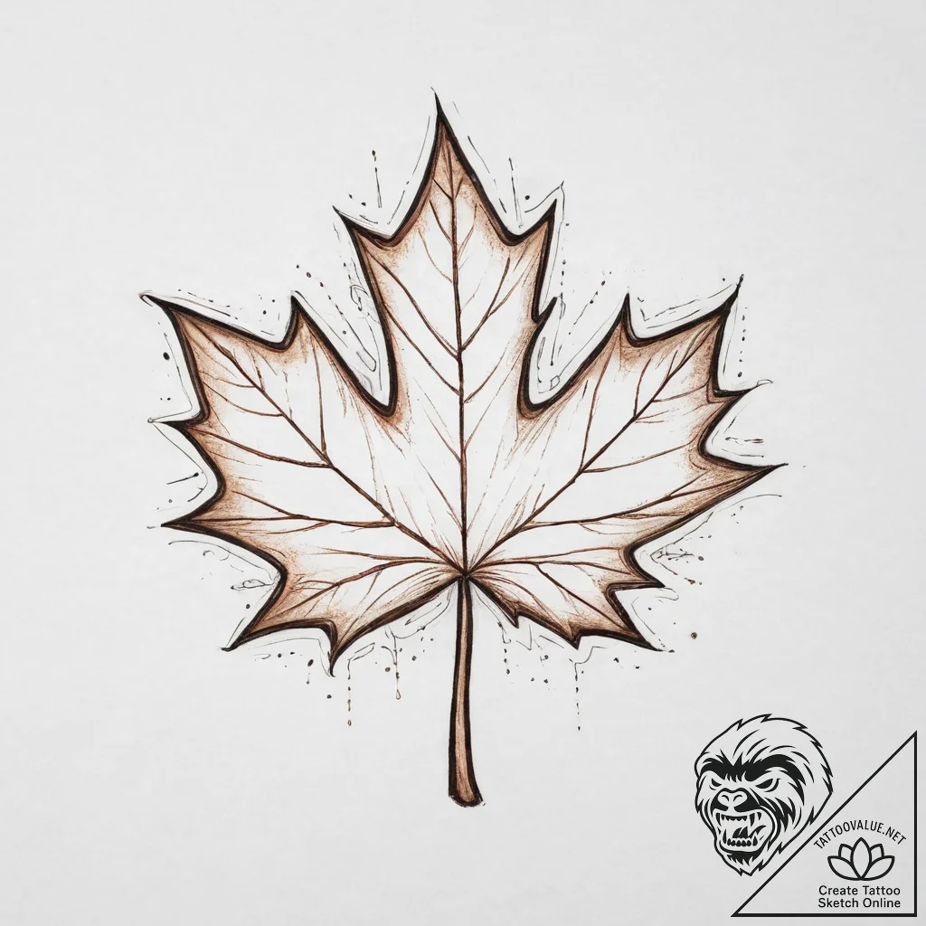 Maple, tattoo drawing outline, new school tat... - tattoo sketch (№1755617311_0, 19.08.2025 15:28) — tattoovalue.net