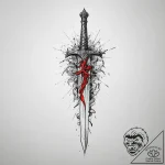 A broken sword of a knight, artistic tattoo s… – tattoo sketch (№1755617515_0, 19.08.2025 15:31) — tattoovalue.net