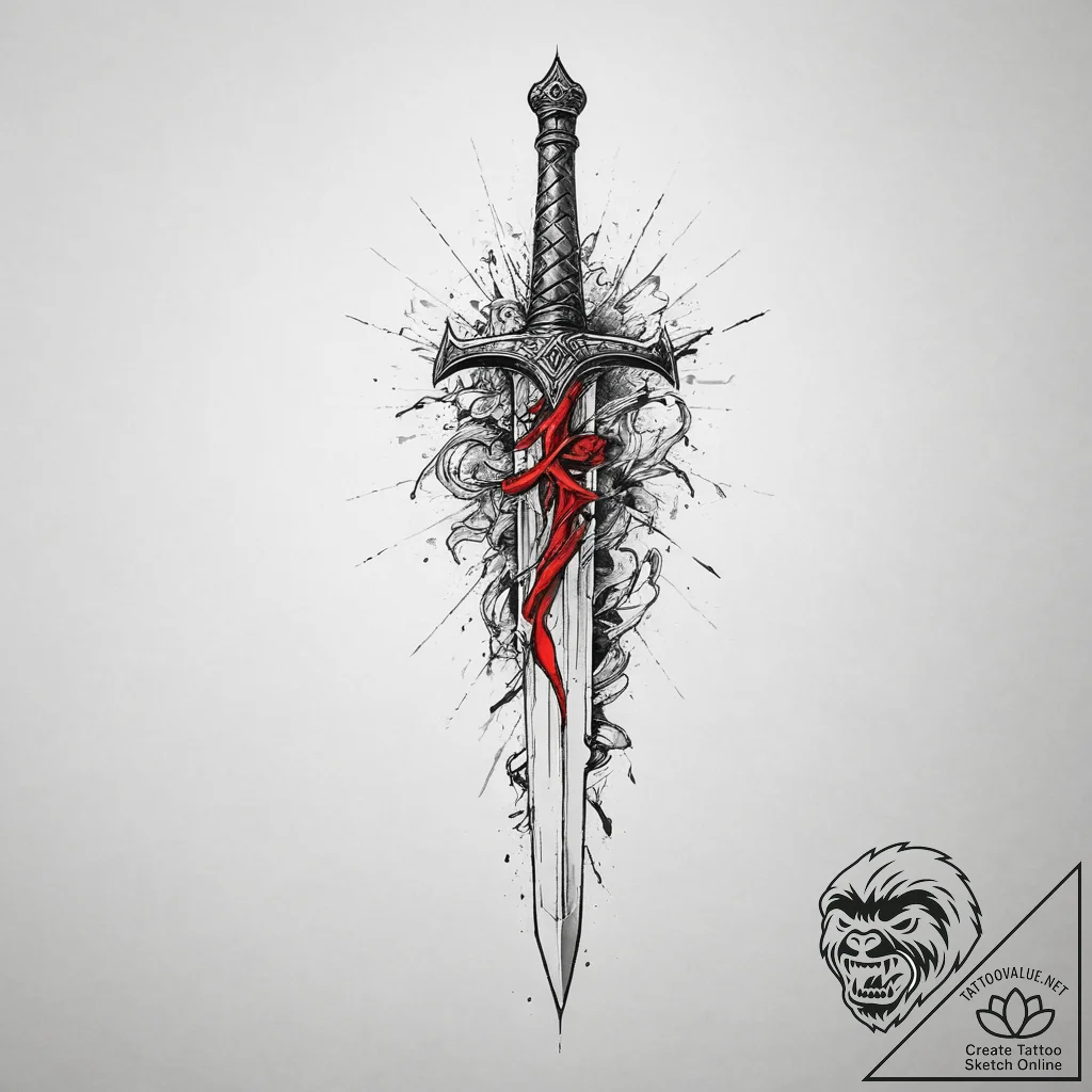 A broken sword of a knight, artistic tattoo s... - tattoo sketch (№1755617515_0, 19.08.2025 15:31) — tattoovalue.net