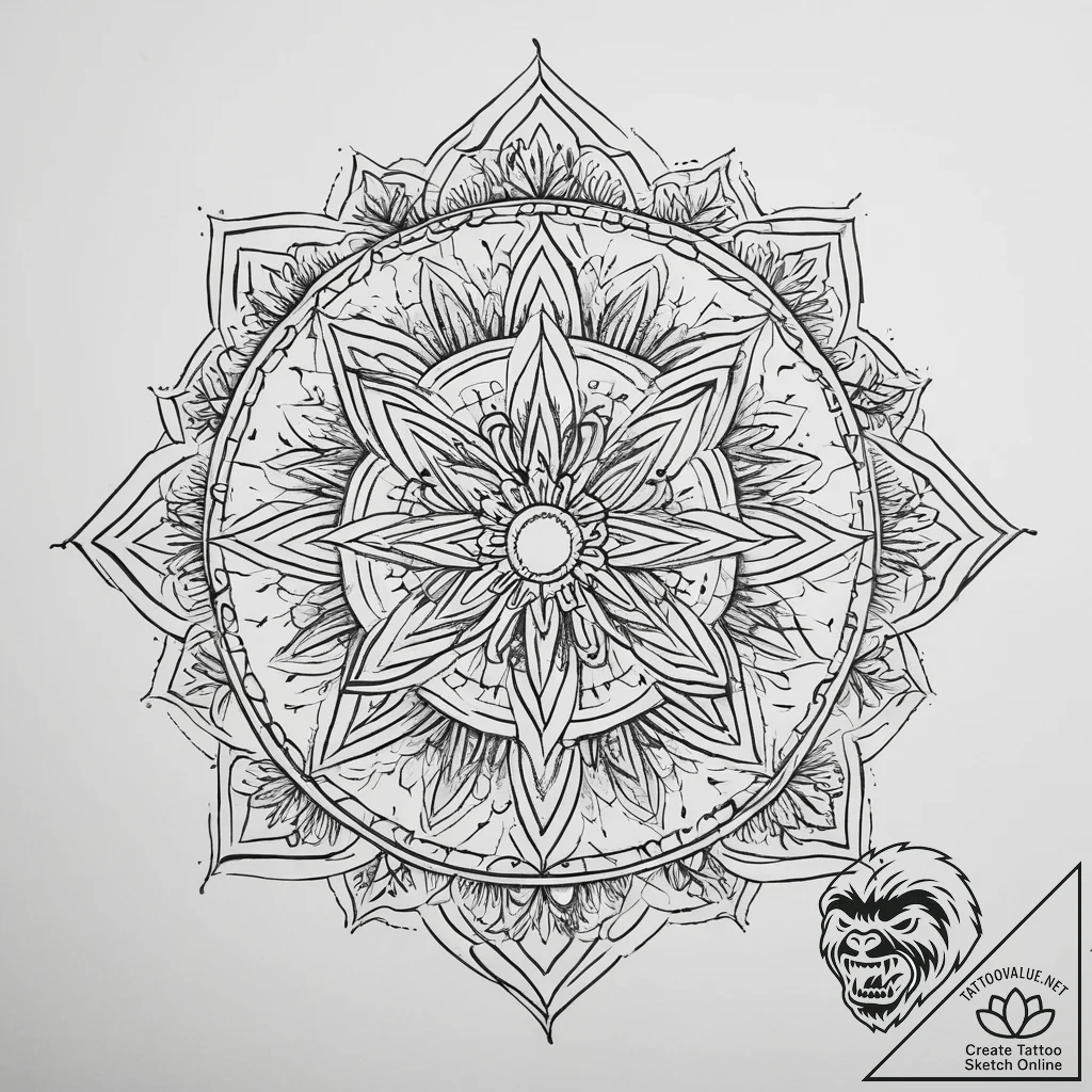 Tattoo sketch a glowing portal frame in a dar... - tattoo sketch (№1755618136_0, 19.08.2025 15:42) — tattoovalue.net