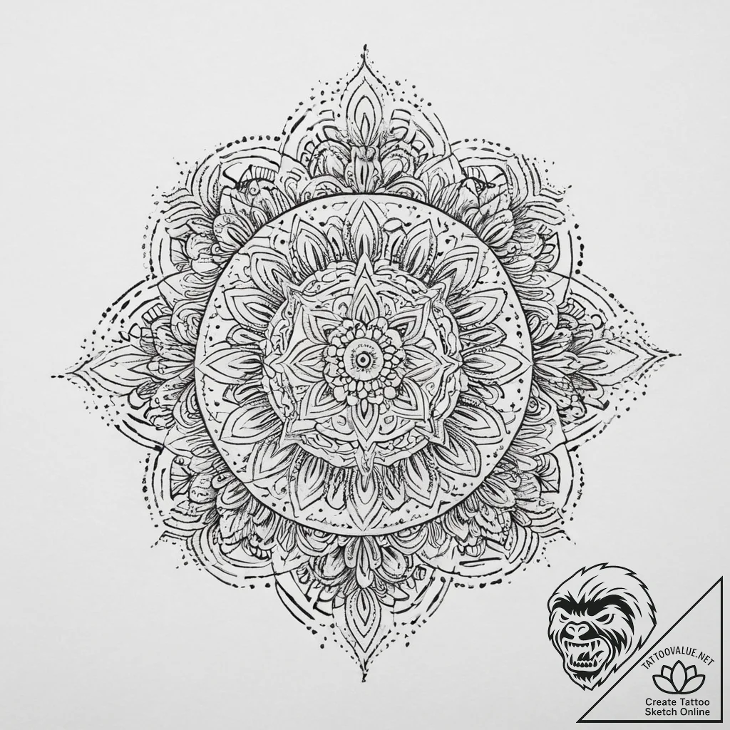 A mandala pattern (is there, but can be half-... - tattoo sketch (№1755618978_0, 19.08.2025 15:56) — tattoovalue.net