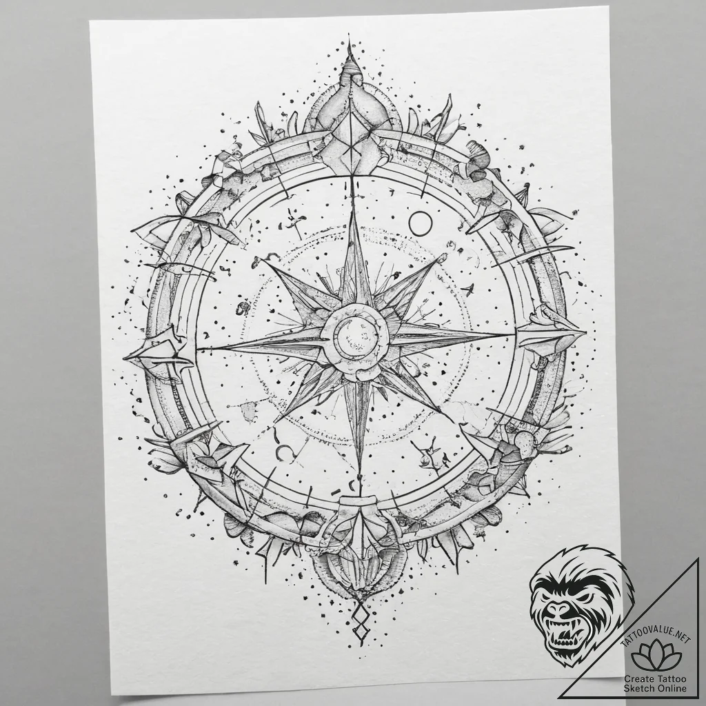 Tattoo sketch a cosmic dotwork sky with the z... - tattoo sketch (№1755619391_0, 19.08.2025 16:03) — tattoovalue.net