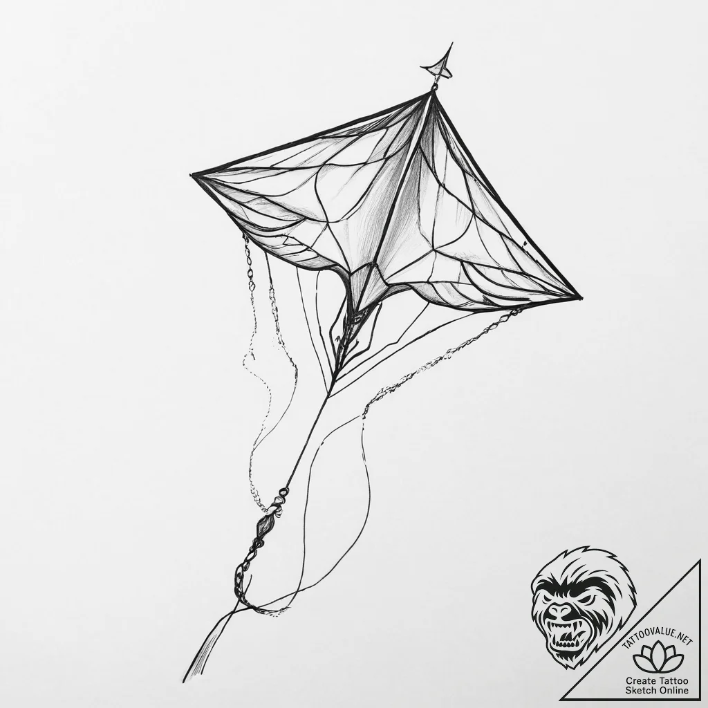 Kite - tattoo sketch (№1755619605_0, 19.08.2025 16:06) — tattoovalue.net