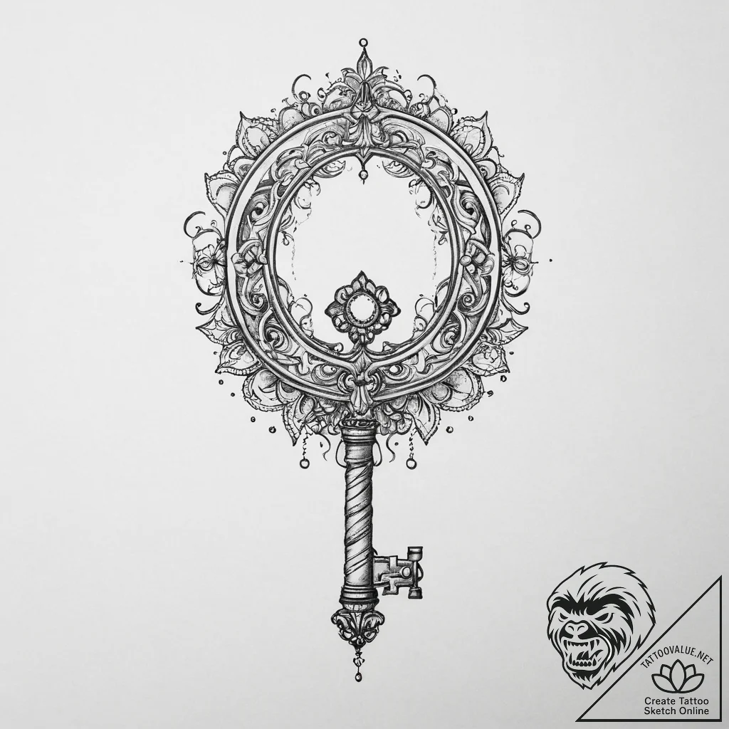 Tattoo design a delicate key or keyhole., tat... - tattoo sketch (№1755620218_0, 19.08.2025 16:16) — tattoovalue.net