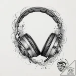 Tattoo sketch a gaming headset with sound wav… – tattoo sketch (№1755620630_0, 19.08.2025 16:23) — tattoovalue.net