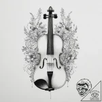 Tattoo sketch a violin whose strings turn int… – tattoo sketch (№1755620835_0, 19.08.2025 16:27) — tattoovalue.net