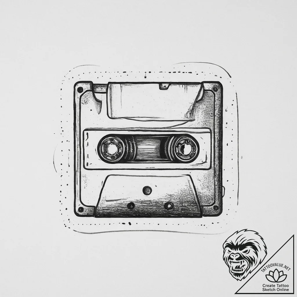 Tattoo sketch a "game saved" icon with a flop... - tattoo sketch (№1755621050_0, 19.08.2025 16:30) — tattoovalue.net