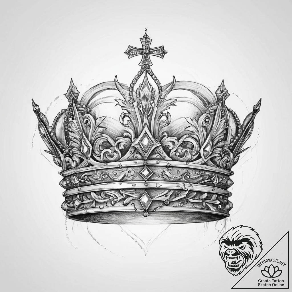 Tattoo design a king's crown on one, a queen'... - tattoo sketch (№1755622080_0, 19.08.2025 16:48) — tattoovalue.net