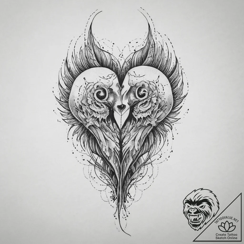 Tattoo design a subtle representation of two... - tattoo sketch (№1755623528_0, 19.08.2025 17:12) — tattoovalue.net