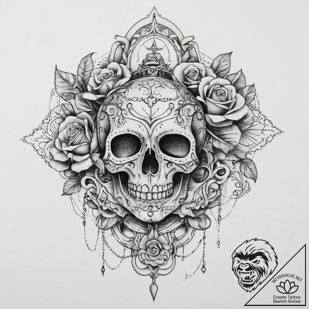 Tattoo sketch an intricate fantasy lock with... - tattoo sketch (№1755624357_0, 19.08.2025 17:25) — tattoovalue.net