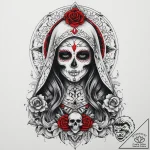 Santa muerte, concept art for tattoo, on a cl… – tattoo sketch (№1755624769_0, 19.08.2025 17:32) — tattoovalue.net