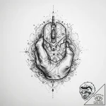 Tattoo design a gamer’s hand on a mouse with… – tattoo sketch (№1755625387_0, 19.08.2025 17:43) — tattoovalue.net