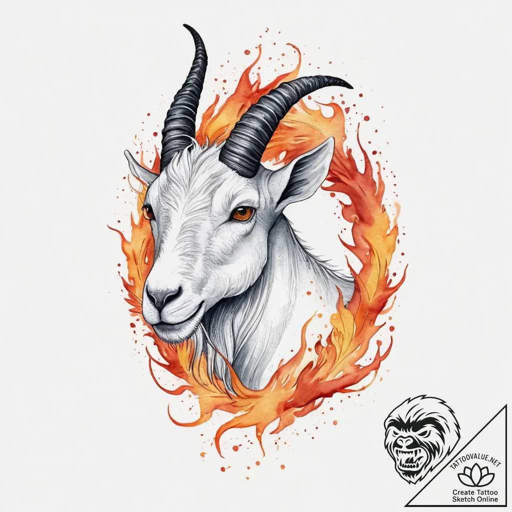 Tattoo design a capricorn goat-fish with a ti... - tattoo sketch (№1755626631_0, 19.08.2025 18:03) — tattoovalue.net