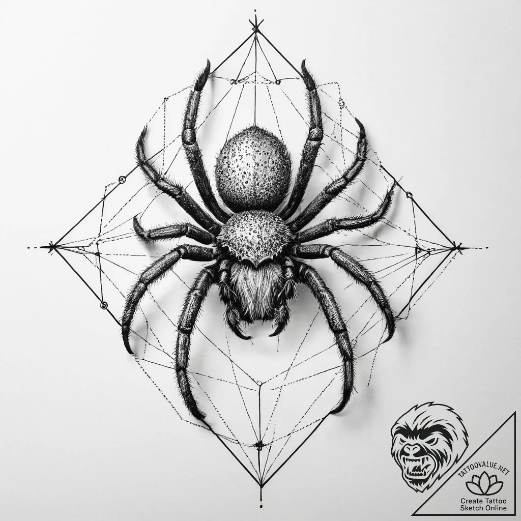 Tarantula, artistic tattoo sketch, on a clean... - tattoo sketch (№1755626837_0, 19.08.2025 18:07) — tattoovalue.net